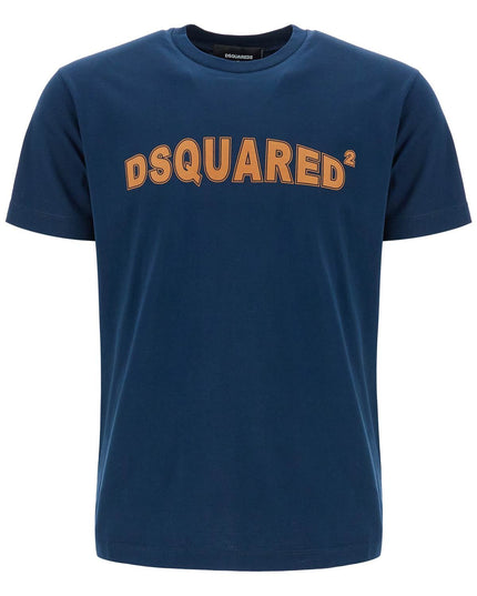 Dsquared2 t-shirt in cotone blu navy con scollo ampio