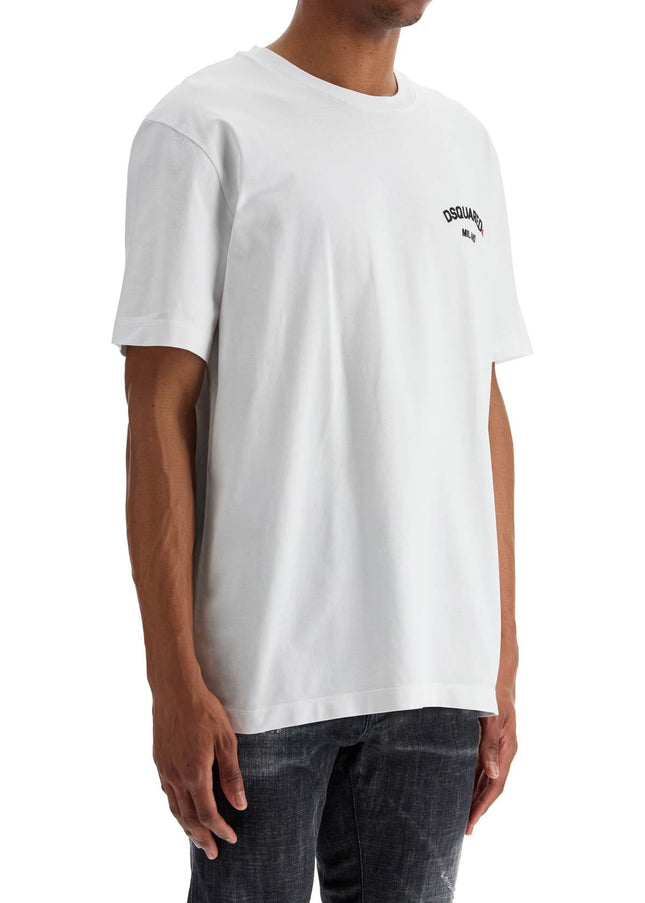 Dsquared2 white cotton t-shirt with embroidered logo