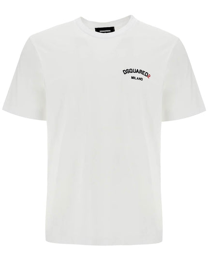 Dsquared2 white cotton t-shirt with embroidered logo