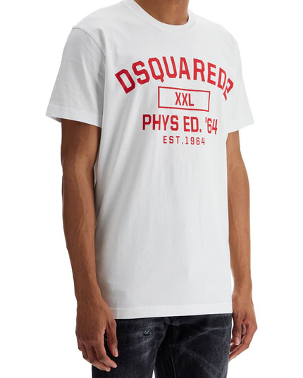 Dsquared2 white cotton t-shirt with phys ed. '64 logo