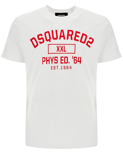 Dsquared2 white cotton t-shirt with phys ed. '64 logo