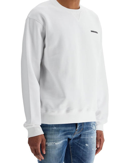 Dsquared2 white crew neck sweatshirt in cotton with embroidered logo