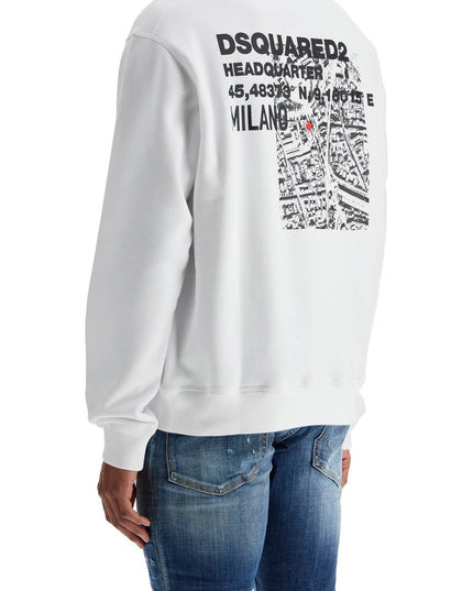 Dsquared2 white crew neck sweatshirt in cotton with embroidered logo