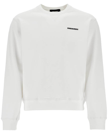 Dsquared2 white crew neck sweatshirt in cotton with embroidered logo