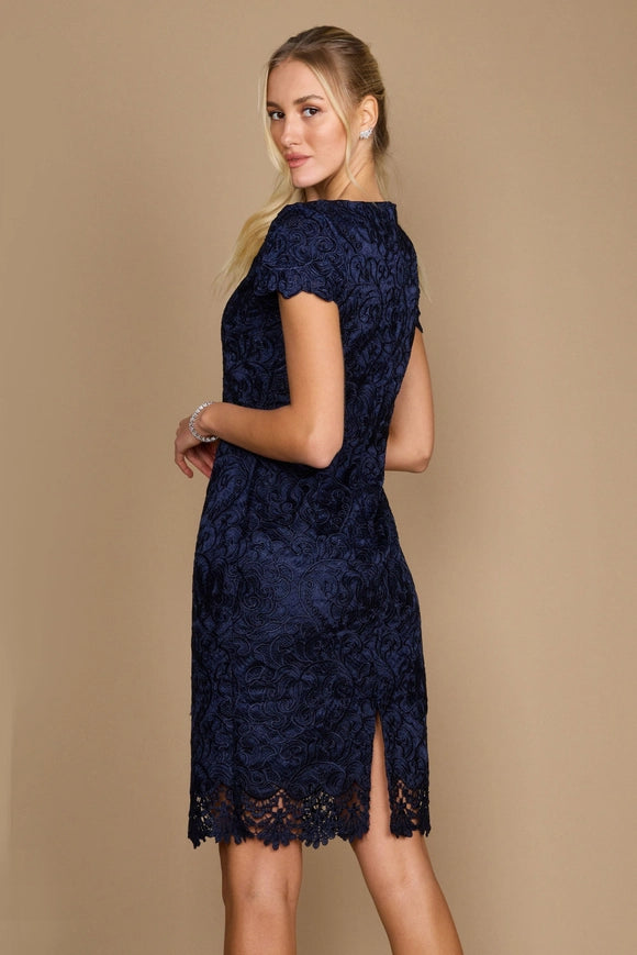 Dylan and Davids Short Lace Formal Evening Cocktail Dress Navy-Dress-Dylan & Davids-Urbanheer