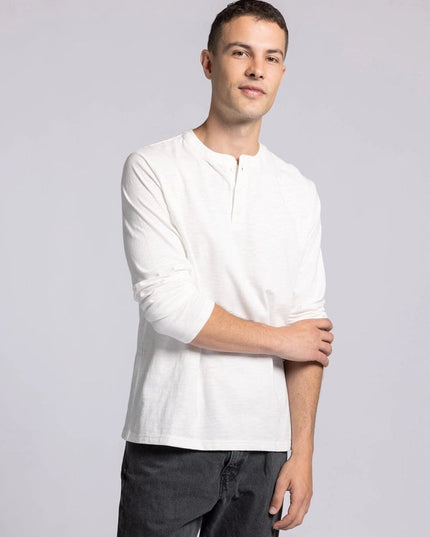 Earle Top - Long Sleeve Henley BRIGHT WHITE