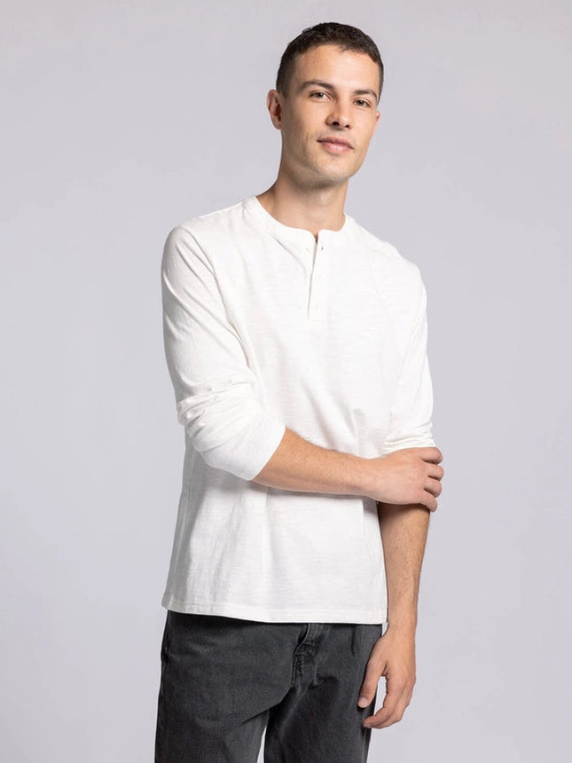 Earle Top - Long Sleeve Henley BRIGHT WHITE