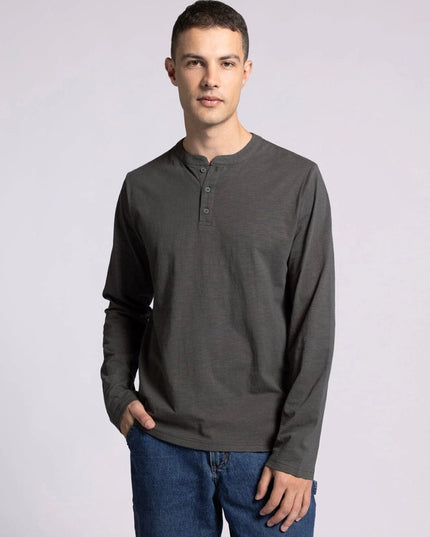 Earle Top - Long Sleeve Henley SLATE BLACK