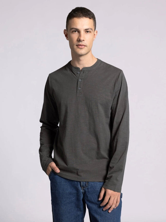 Earle Top - Long Sleeve Henley SLATE BLACK