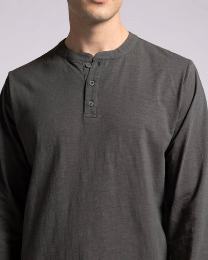 Earle Top - Long Sleeve Henley SLATE BLACK