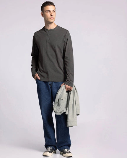 Earle Top - Long Sleeve Henley SLATE BLACK