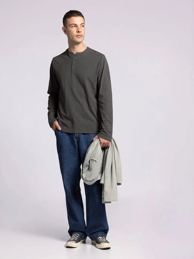 Earle Top - Long Sleeve Henley SLATE BLACK