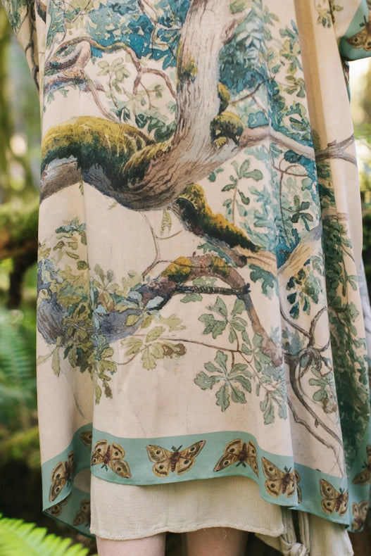 Earth And Sky Bohemian Bamboo Kimono With Tree Print