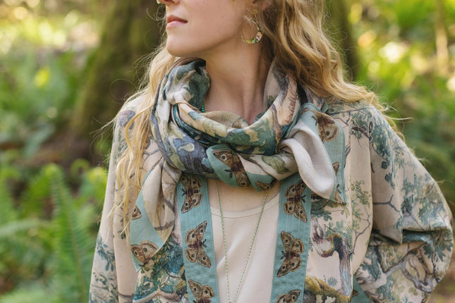 Earth and Sky Bohemian Bamboo Scarf with Tree Print