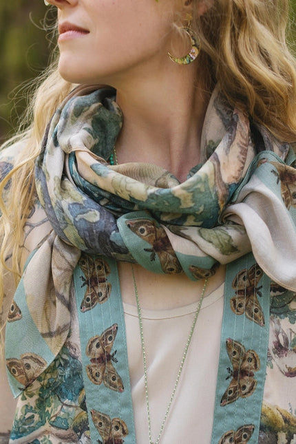 Earth And Sky Bohemian Bamboo Scarf With Tree Print
