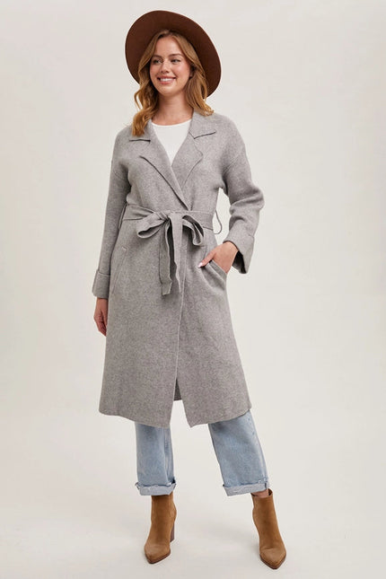 Effortless Knitted Trench Coat  H.GREY