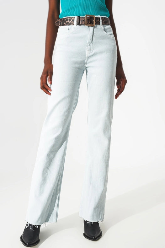 Elastic Cotton Jeans In Light Blue