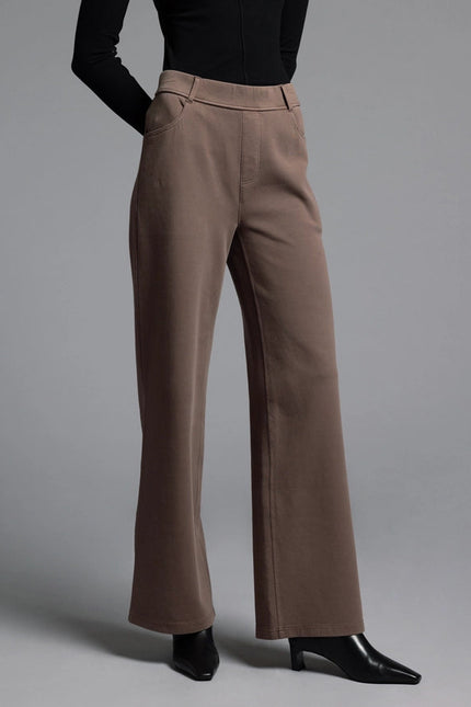 Elastic Waistband Relaxed Pants - Genevieve Pants DARK LILAC