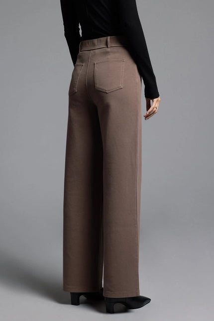 Elastic Waistband Relaxed Pants - Genevieve Pants DARK LILAC