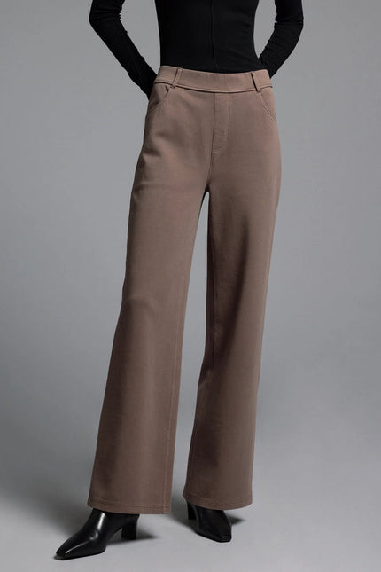 Elastic Waistband Relaxed Pants - Genevieve Pants DARK LILAC