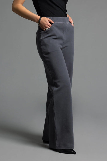 Elastic Waistband Relaxed Pants - Genevieve Pants EBONY