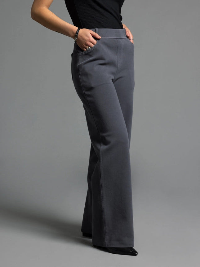 Elastic Waistband Relaxed Pants - Genevieve Pants EBONY