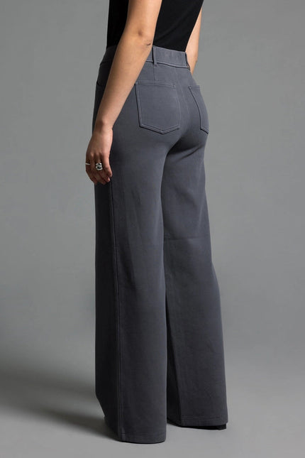 Elastic Waistband Relaxed Pants - Genevieve Pants EBONY