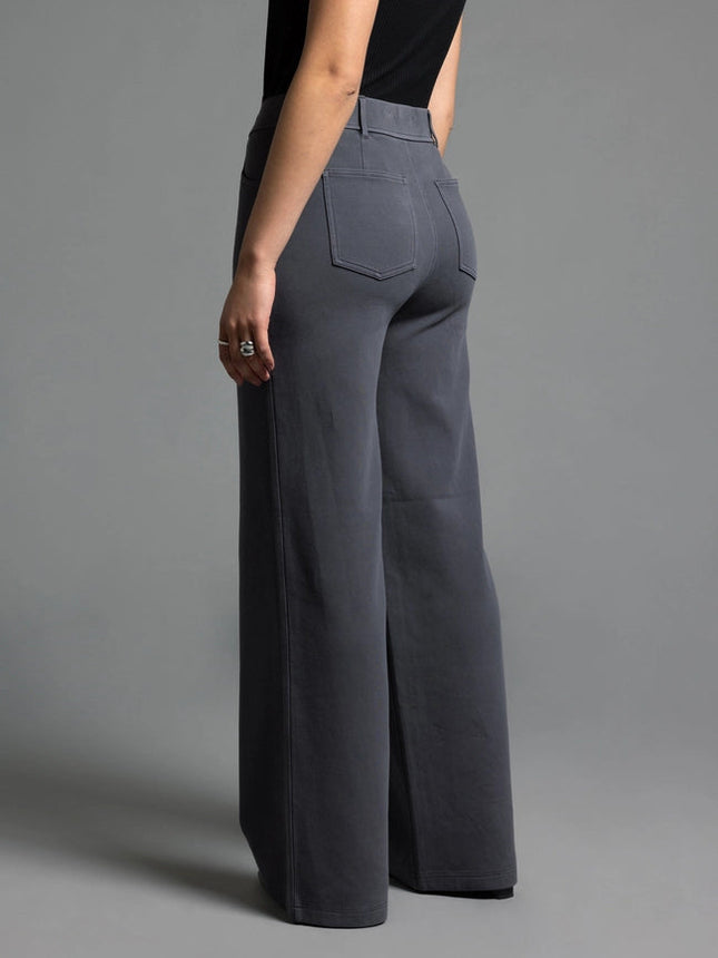 Elastic Waistband Relaxed Pants - Genevieve Pants EBONY