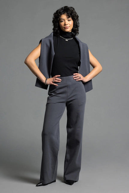 Elastic Waistband Relaxed Pants - Genevieve Pants EBONY