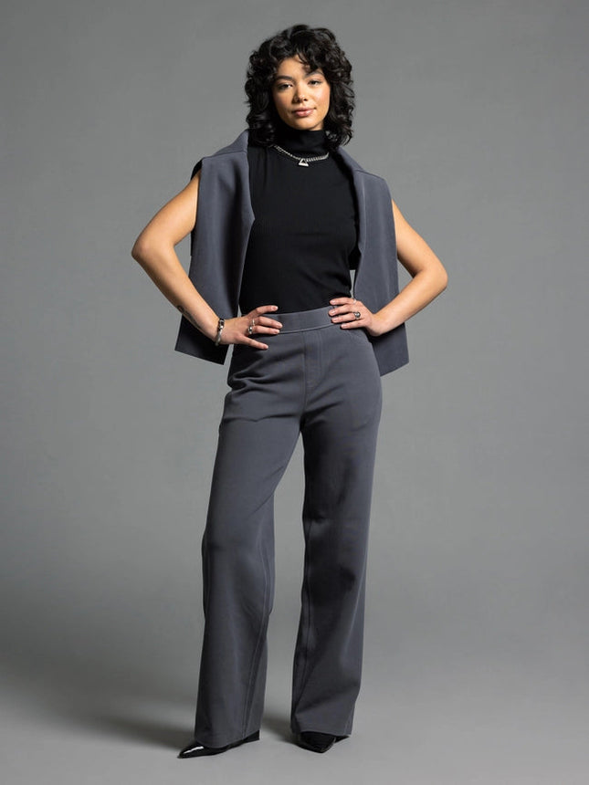 Elastic Waistband Relaxed Pants - Genevieve Pants EBONY