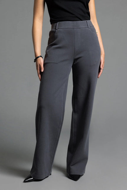 Elastic Waistband Relaxed Pants - Genevieve Pants EBONY