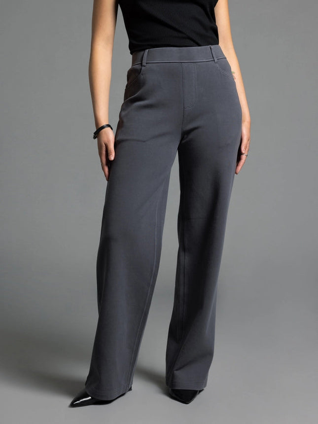 Elastic Waistband Relaxed Pants - Genevieve Pants EBONY