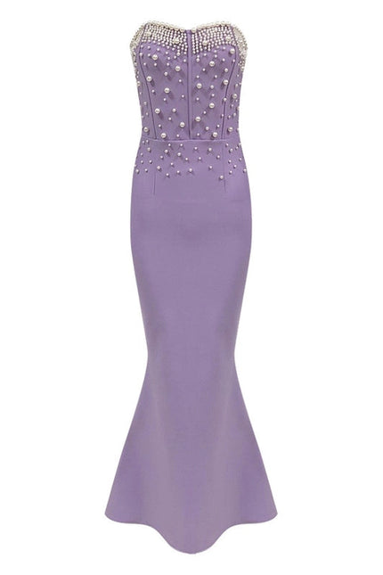 Elegant Beaded Mermaid Gown For Women Purple