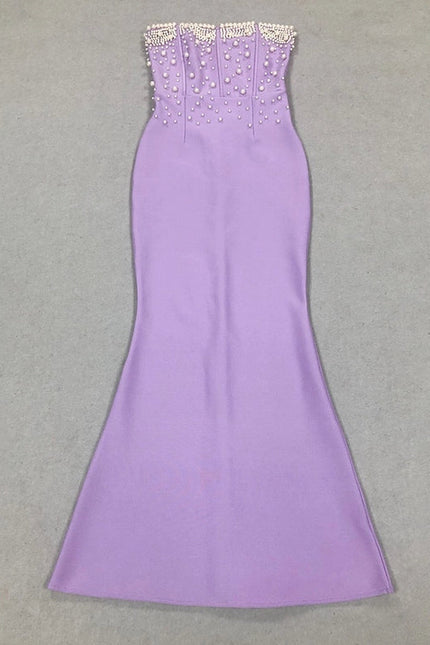 Elegant Beaded Mermaid Gown For Women Purple