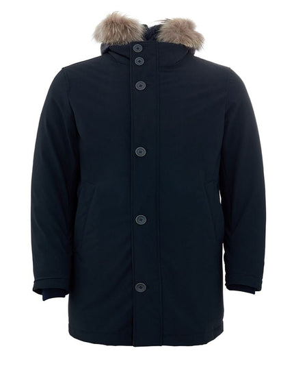 Elegant Blue Polyester Herno Jacket for Men