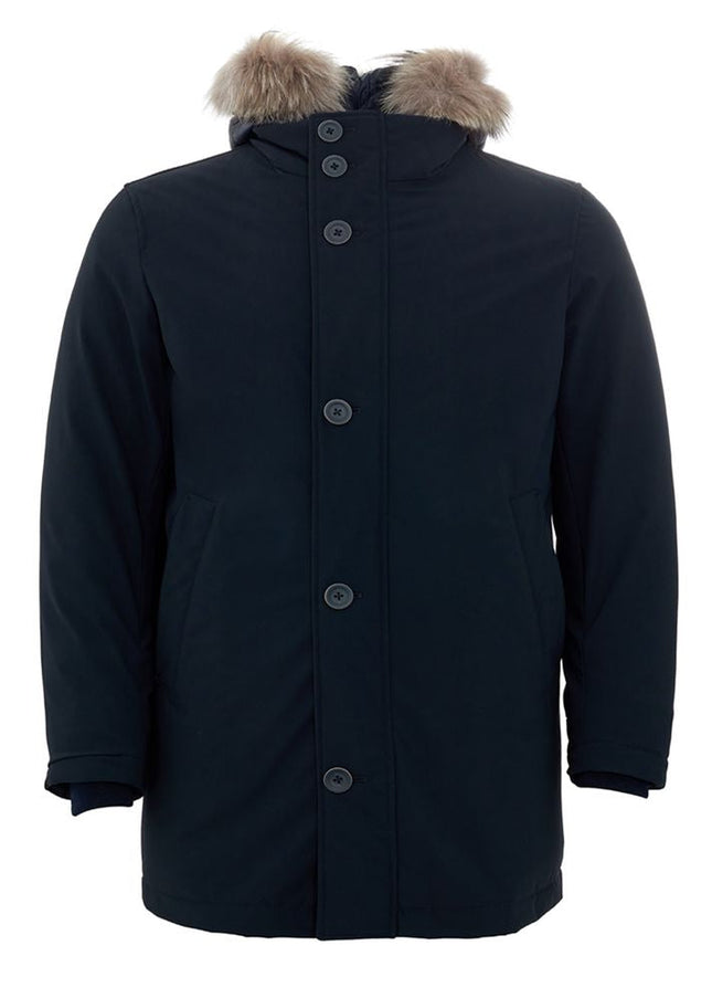 Elegant Blue Polyester Herno Jacket for Men