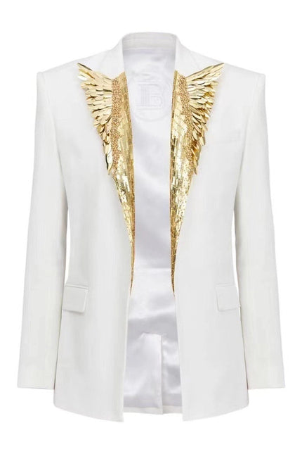 Elegant Slim Fit Blazer with Golden Beads-Blazer-Productseeker-Urbanheer