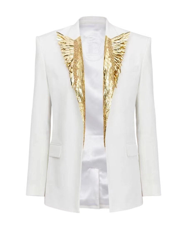 Elegant Slim Fit Blazer with Golden Beads-Blazer-Productseeker-Urbanheer