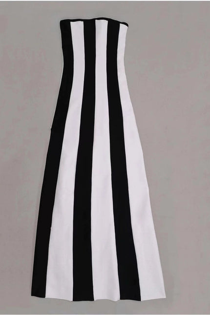 Elegant Striped Bandage Dress - Hepburn Style