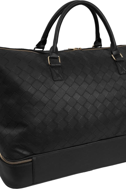 Ellen Tracy 20 Inch Woven Drop Bottom Duffel BLACK