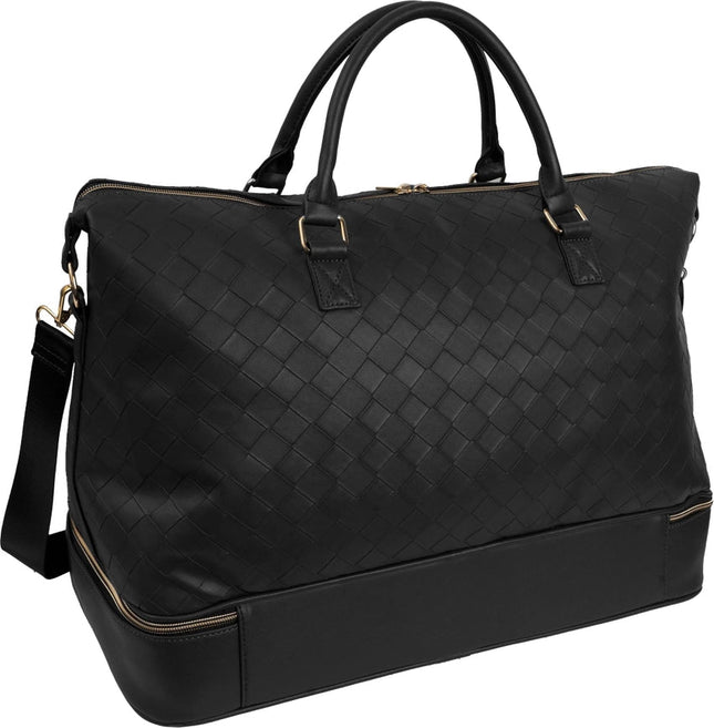 Ellen Tracy 20 Inch Woven Drop Bottom Duffel BLACK