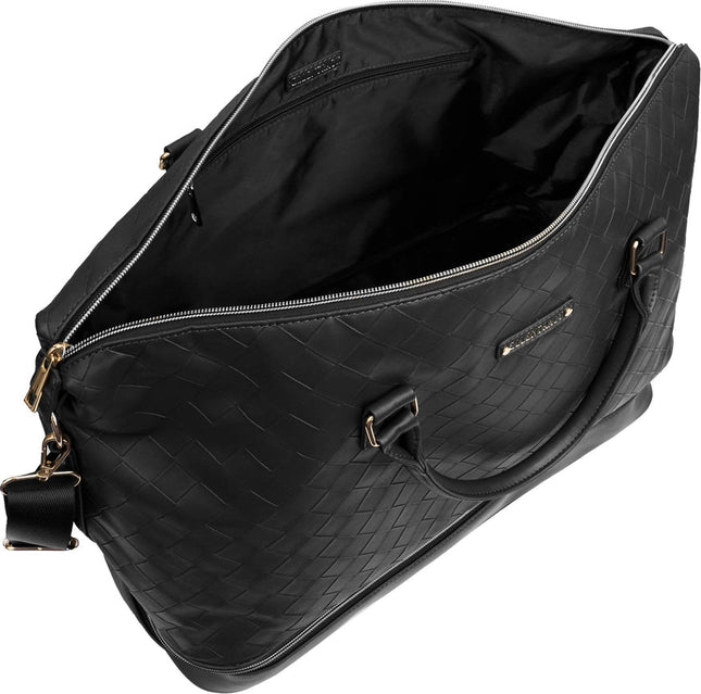 Ellen Tracy 20 Inch Woven Drop Bottom Duffel BLACK