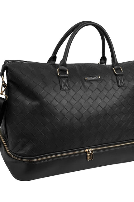 Ellen Tracy 20 Inch Woven Drop Bottom Duffel BLACK