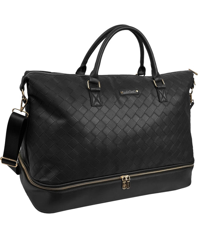 Ellen Tracy 20 Inch Woven Drop Bottom Duffel BLACK