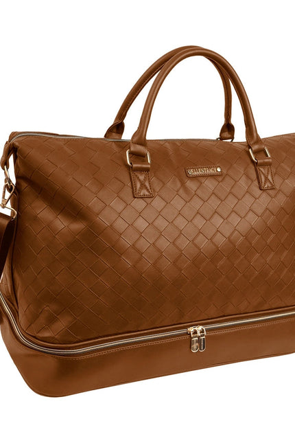 Ellen Tracy 20 Inch Woven Drop Bottom Duffel COGNAC