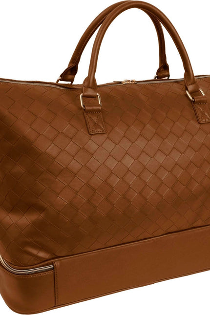 Ellen Tracy 20 Inch Woven Drop Bottom Duffel COGNAC