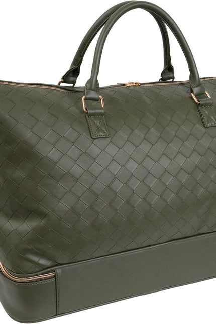 Ellen Tracy 20 Inch Woven Drop Bottom Duffel MOSS