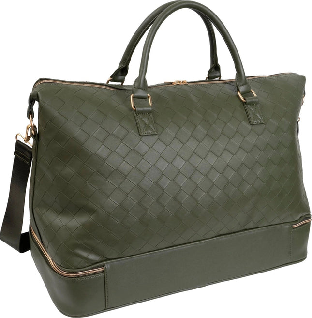 Ellen Tracy 20 Inch Woven Drop Bottom Duffel MOSS