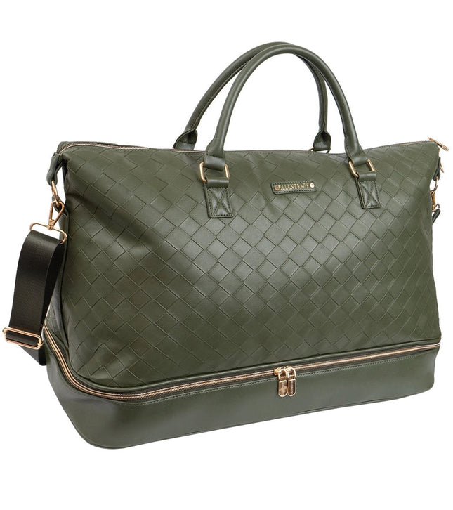 Ellen Tracy 20 Inch Woven Drop Bottom Duffel MOSS