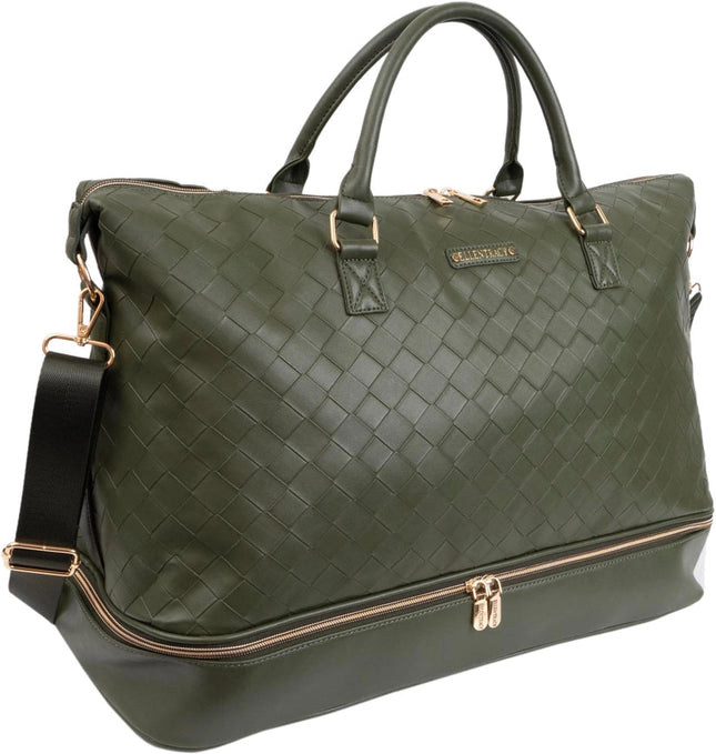 Ellen Tracy 20 Inch Woven Drop Bottom Duffel MOSS